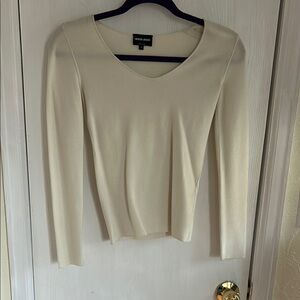 Giorgio Armani Cream Long Sleeve Top